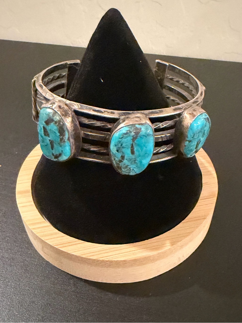 Silver Cuff Bracelet Handmade With Bisbee Turquoise